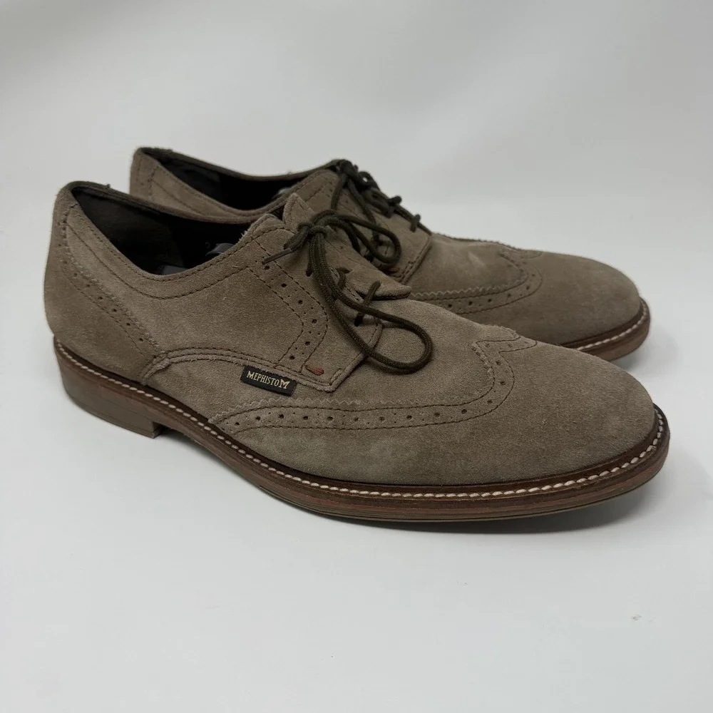 Mephisto Air-Jet Dress Shoes Mens Size 11 Brown Suede Wingtip Oxford‎ Brogue
